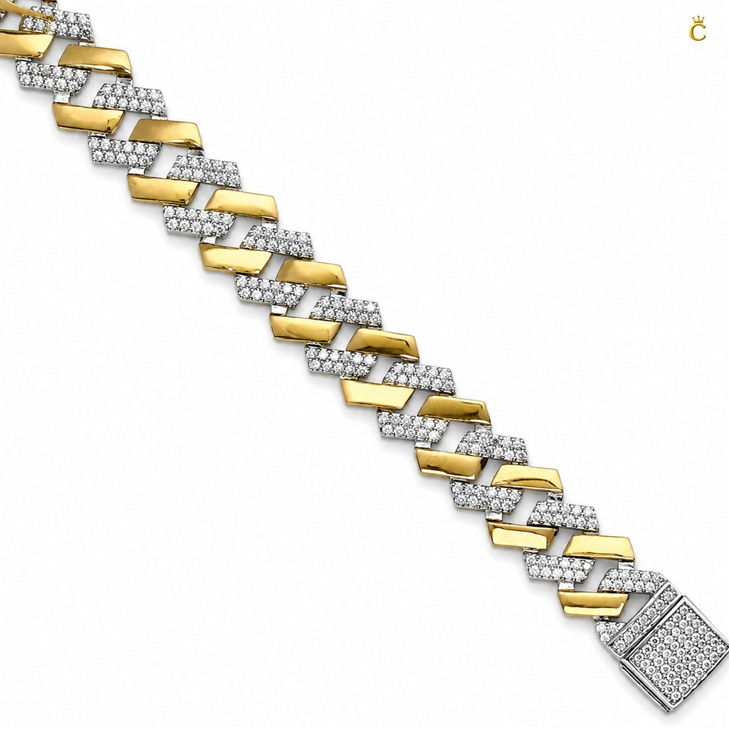 Men's Two-Tone Iced Out Cuban Link Bracelet