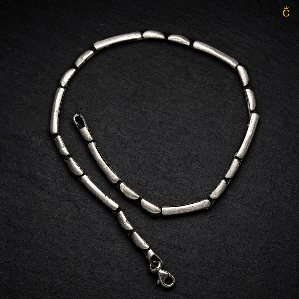 Men's Silver Geometric Link Bracelet