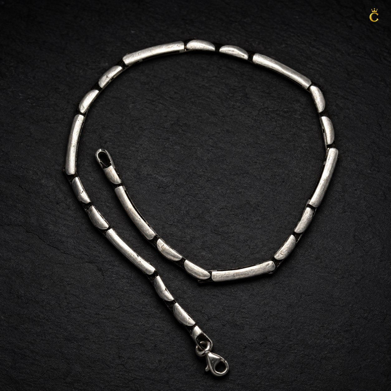 Men's Silver Geometric Link Bracelet