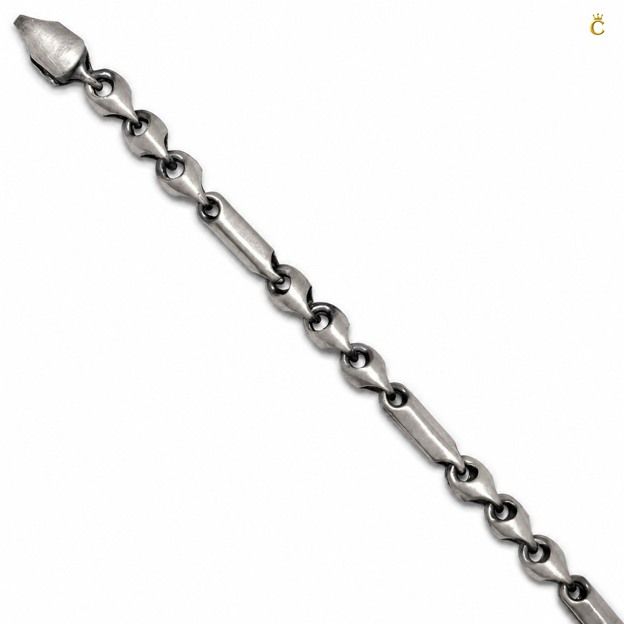 Oxidized Silver Bar Link Bracelet for Men