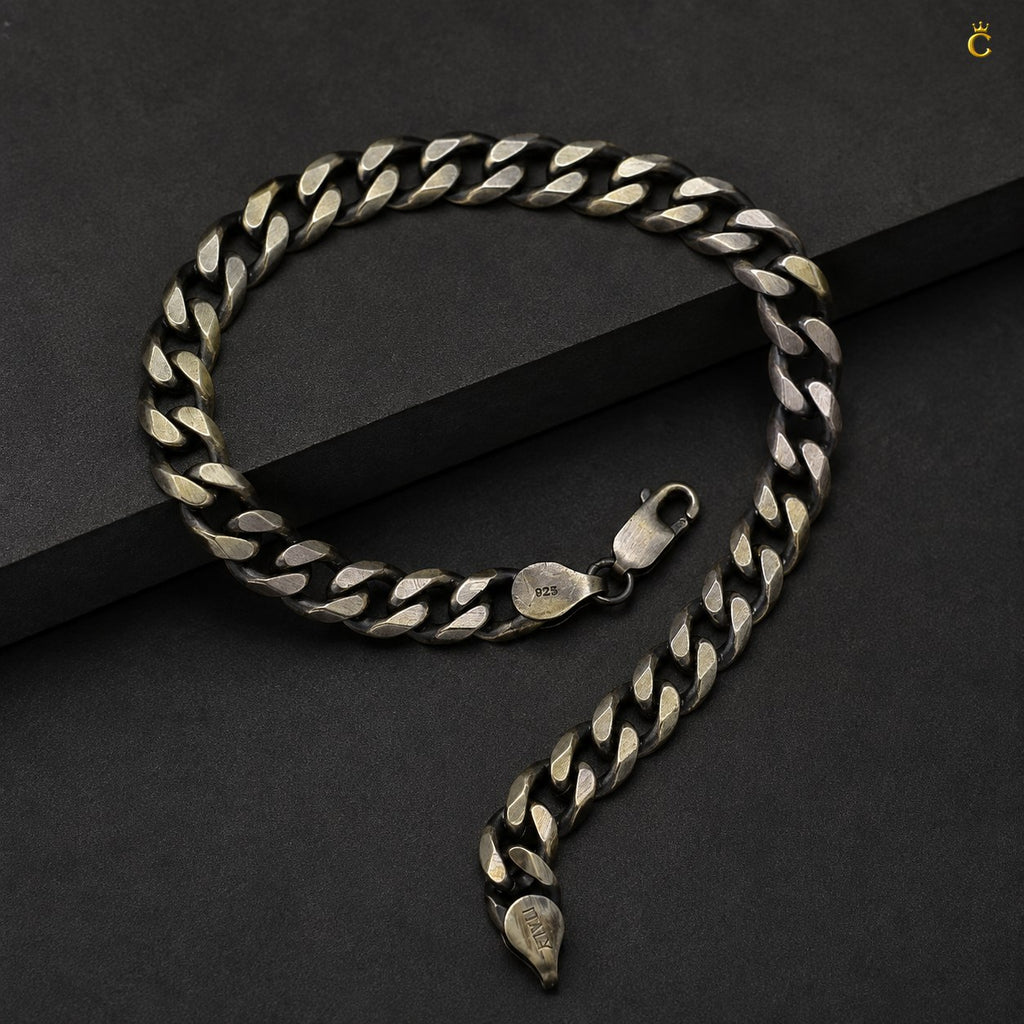 Silver Curb Chain Bracelet for Men