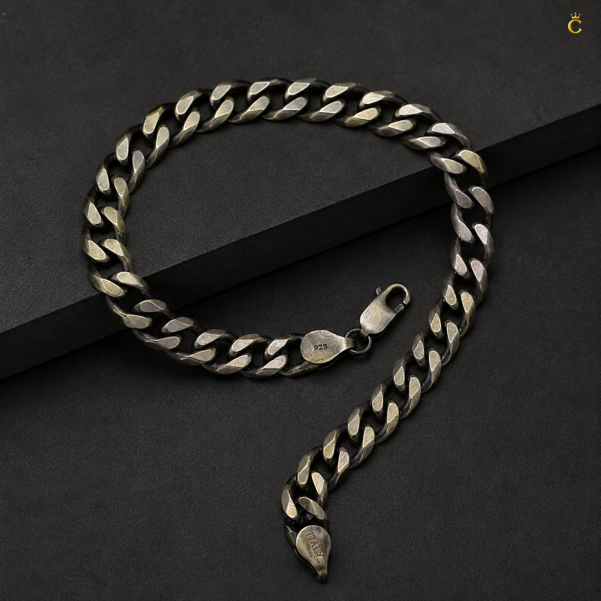 Silver Curb Chain Bracelet for Men