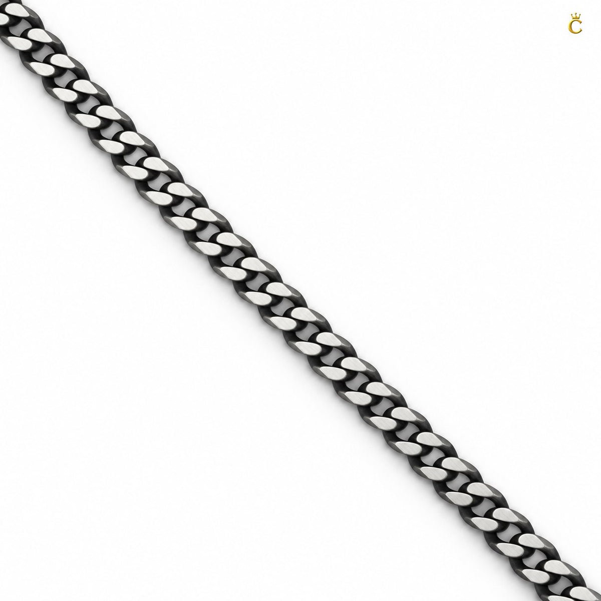 Royal Cuban-link style bold oxidized. Silver chain