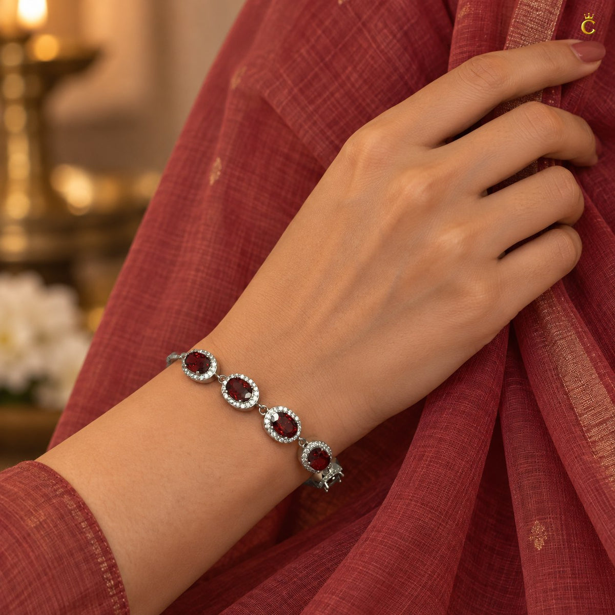 Ruby Royale Silver slider bracelet