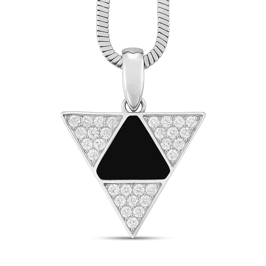 The 925 Sterling Silver Black Onyx Pendant for Power and Protection (Without Chain) - Celestora - India - Pyramid - - Pendants for Men, Boys, Gift for Men, Brother, Boyfriend, Husband