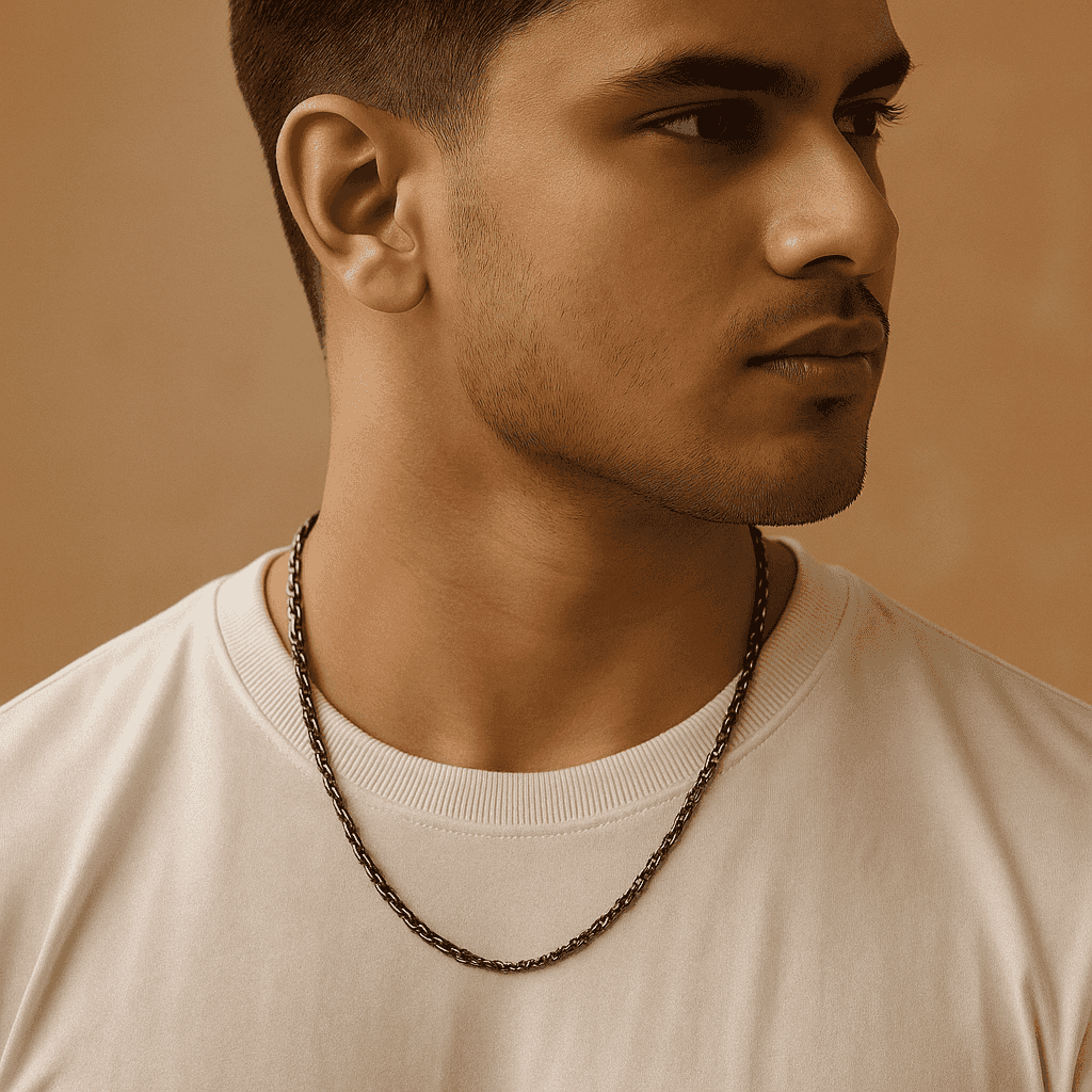 The 925 Sterling Silver Blackened Throne Chain (Rope Chain) - Celestora - India - - - Chains for Men, Boys, Gift for Men, Brother, Boyfriend, Husband