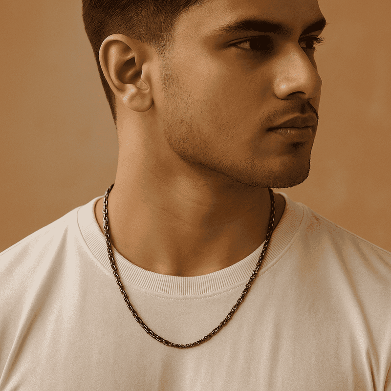 The 925 Sterling Silver Blackened Throne Chain (Rope Chain) - Celestora - India - - men - Chains