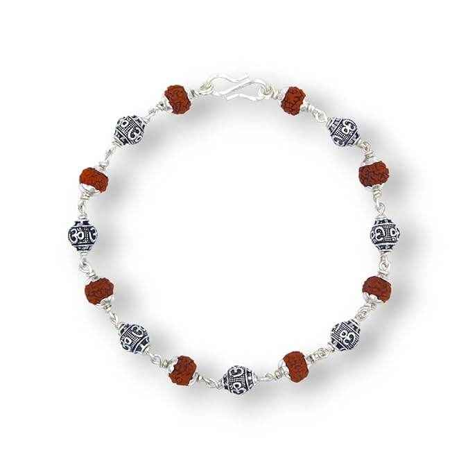 The 925 Sterling Silver Spiritual Authentic Rudraksha Bead Bracelet | Unisex | Gift, Spiritual, Healing, Rakshabandhan, Positive Energy - Celestora - India - Plain - - Bracelet for Men, Boys, Gift for Men, Brother, Boyfriend, Husband