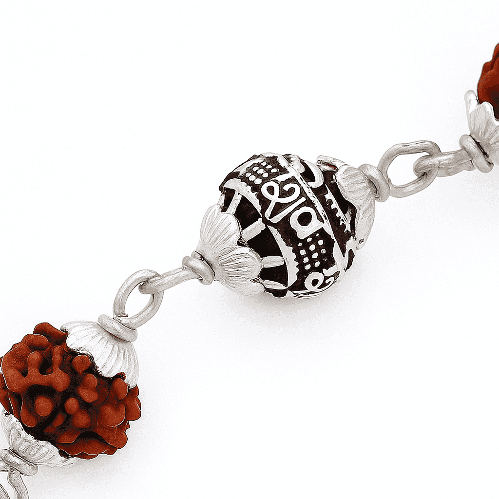 The 925 Sterling Silver Spiritual Authentic Rudraksha Bead Bracelet | Unisex | Gift, Spiritual, Healing, Rakshabandhan, Positive Energy - Celestora - India - Shiv ji - - Bracelet for Men, Boys, Gift for Men, Brother, Boyfriend, Husband