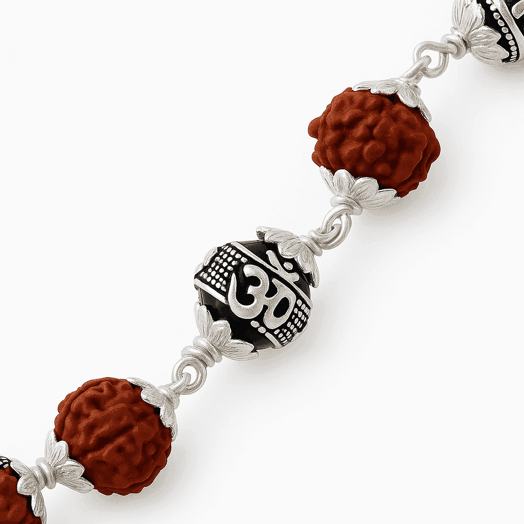 The 925 Sterling Silver Spiritual Authentic Rudraksha Bead Bracelet | Unisex | Gift, Spiritual, Healing, Rakshabandhan, Positive Energy - Celestora - India - Om - - Bracelet for Men, Boys, Gift for Men, Brother, Boyfriend, Husband
