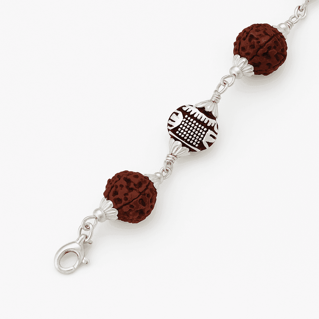 The 925 Sterling Silver Spiritual Authentic Rudraksha Bead Bracelet | Unisex | Gift, Spiritual, Healing, Rakshabandhan, Positive Energy - Celestora - India - Plain - - Bracelet for Men, Boys, Gift for Men, Brother, Boyfriend, Husband