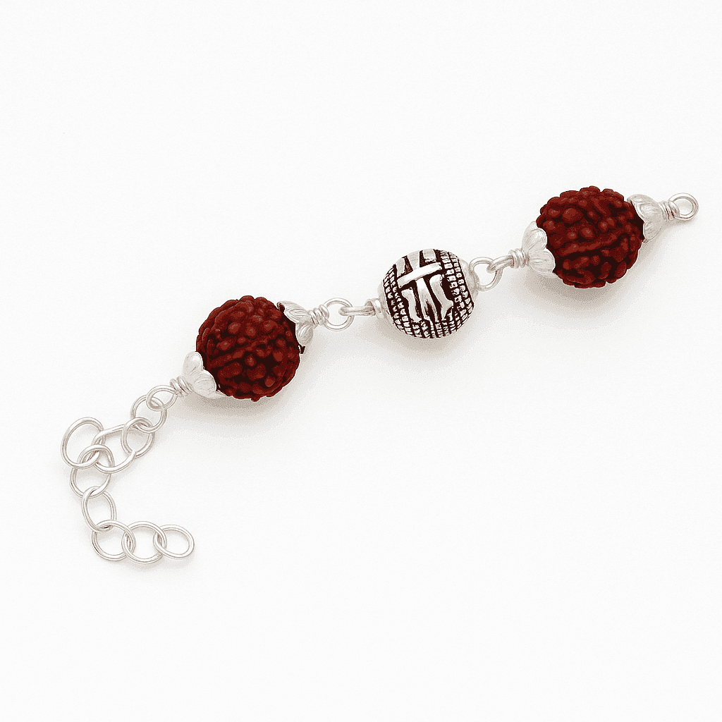 The 925 Sterling Silver Spiritual Authentic Rudraksha Bead Bracelet | Unisex | Gift, Spiritual, Healing, Rakshabandhan, Positive Energy - Celestora - India - Plain - - Bracelet for Men, Boys, Gift for Men, Brother, Boyfriend, Husband