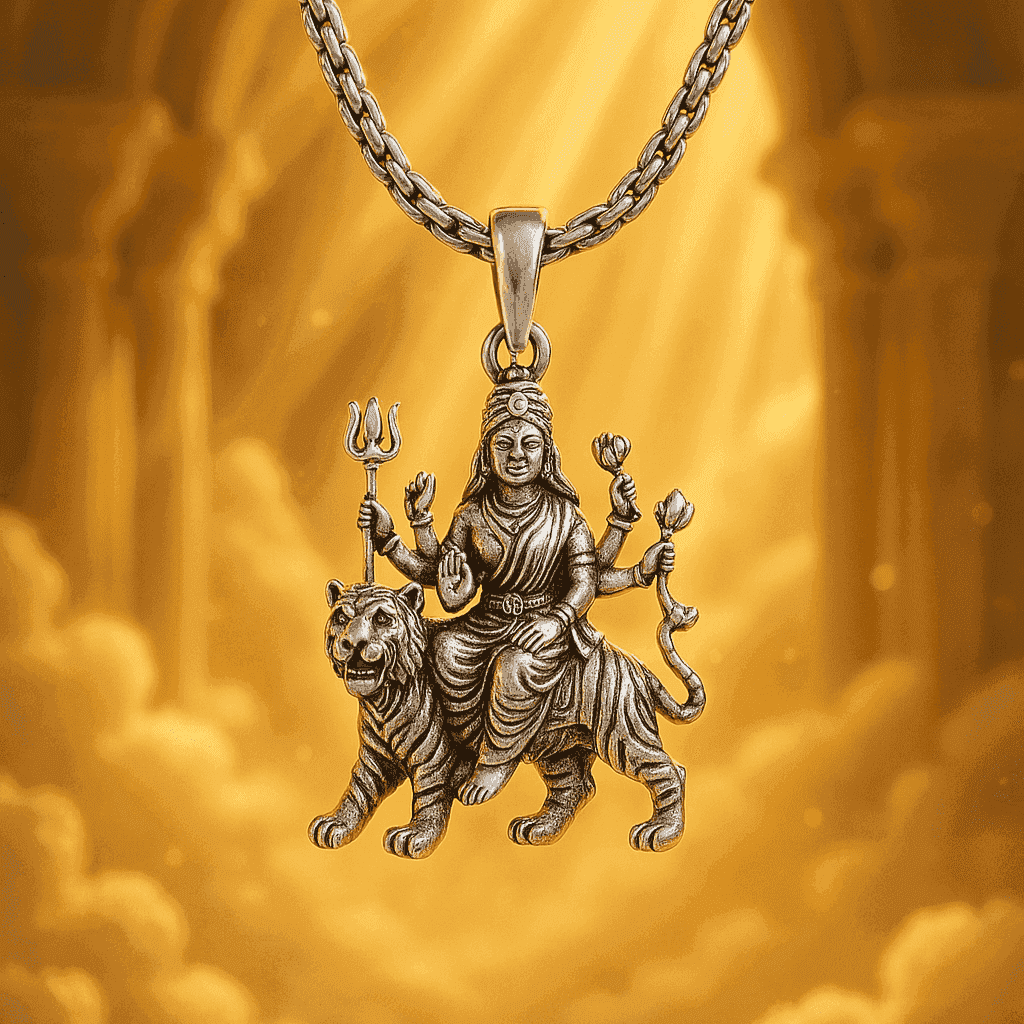 The 925 Sterling Silver Divine Durga Silver Pendant | Navratri Special | Without Chain - Celestora - India - - - God Pendant for Men, Boys, Gift for Men, Brother, Boyfriend, Husband