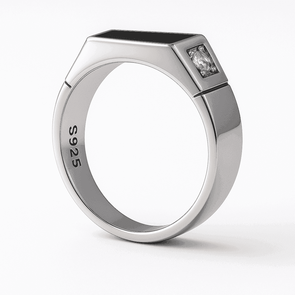 The 925 Sterling Silver Power Bar Ring - Celestora - India - Strength (Size 9) - men - Ring