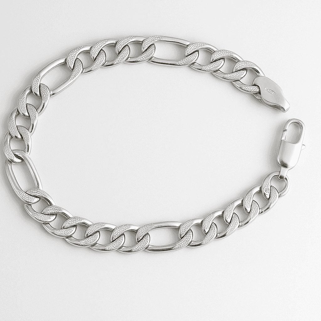 The 925 Silver Textured Figaro Bracelet - Celestora - India - - - Bracelet for Men, Boys, Gift for Men, Brother, Boyfriend, Husband