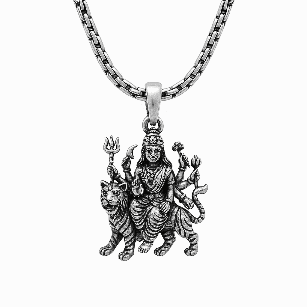 The 925 Sterling Silver Divine Durga Silver Pendant | Navratri Special | Without Chain - Celestora - India - - - God Pendant for Men, Boys, Gift for Men, Brother, Boyfriend, Husband