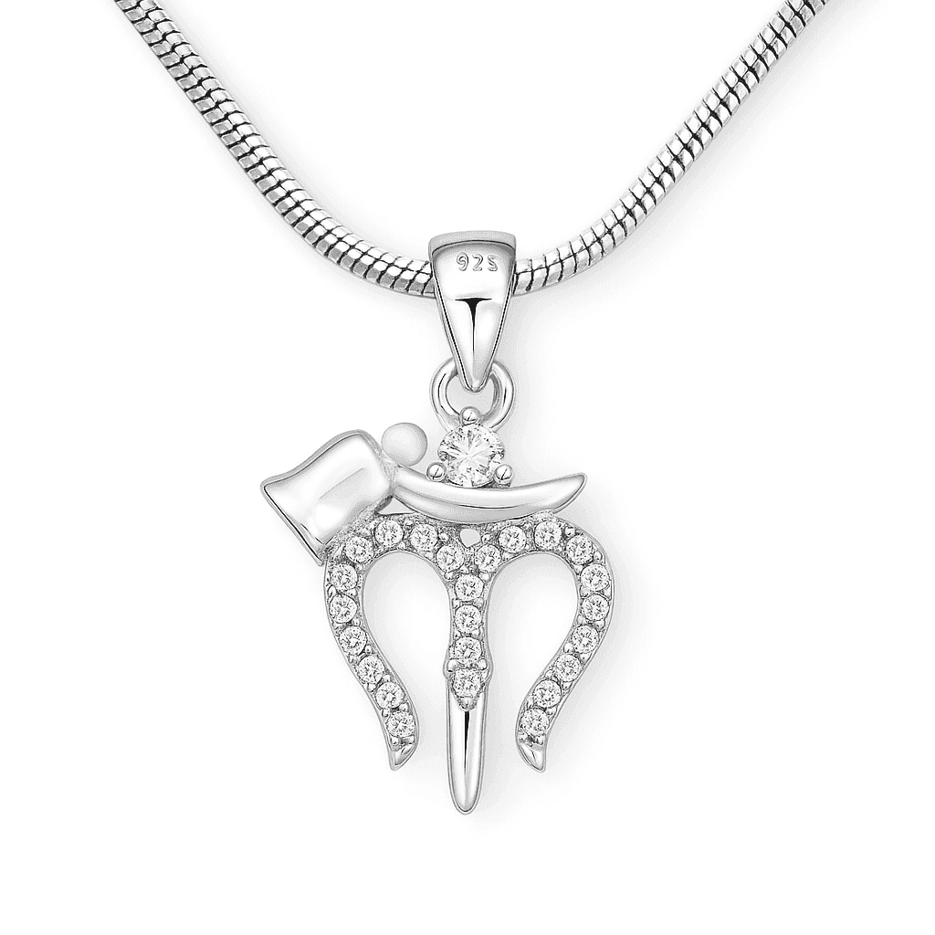 The 925 Sterling Silver Shiva's Trident Pendant | Without Chain - Celestora - India - Mahadev (with Zircon Diamonds) - - God Pendant for Men, Boys, Gift for Men, Brother, Boyfriend, Husband