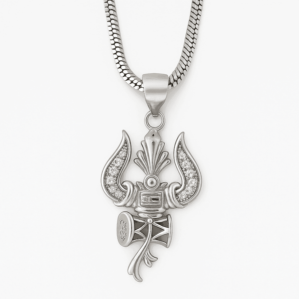 The 925 Sterling Silver Shiva's Trident Pendant | Without Chain - Celestora - India - Shakti (with Zircon Diamonds) - - God Pendant for Men, Boys, Gift for Men, Brother, Boyfriend, Husband