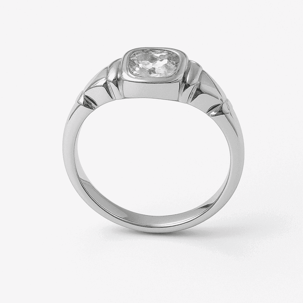 The 925 Silver Ring with Statement Rectangular Zircon Stone - Celestora - India - Heritage / 9 - men - Ring