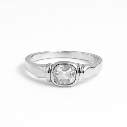 The 925 Silver Ring with Statement Rectangular Zircon Stone - Celestora - India - - - Ring