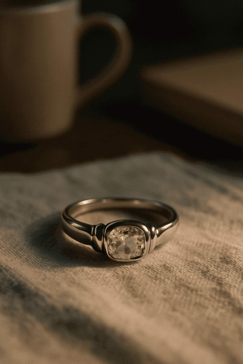 The 925 Silver Ring with Statement Rectangular Zircon Stone - Celestora - India - - - Ring